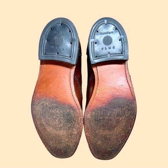 STAFFORD, COMFORT PLUS,MENS BROWN LEATHER LOAFERS. WINGTIP, SLIP-ONS.SIZE 8 1/2D - Picture 7 of 9